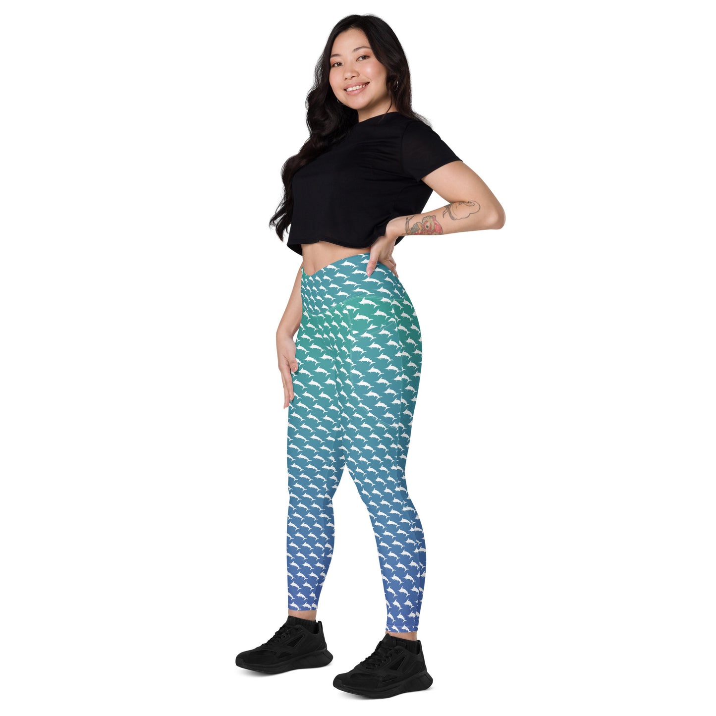 White Marlin Ombré Brick Crossover leggings with pockets