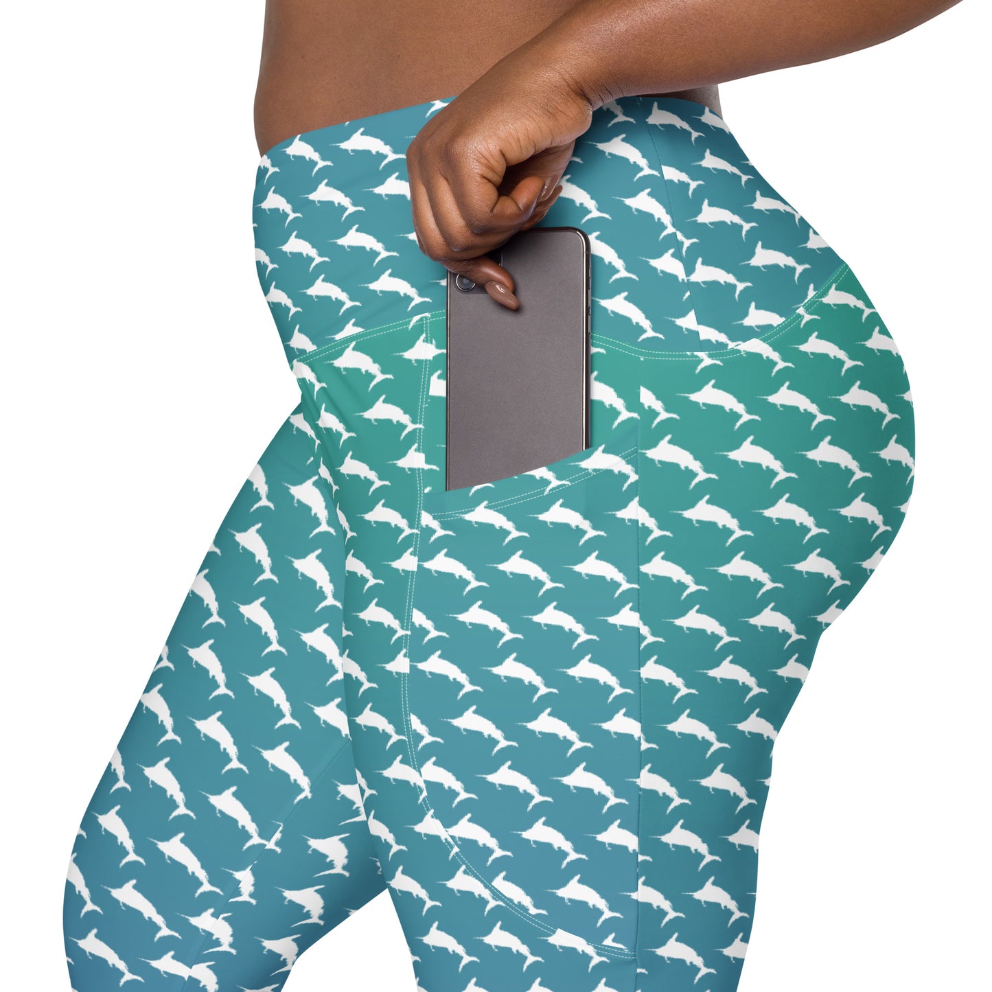 White Marlin Ombré Brick Crossover leggings with pockets