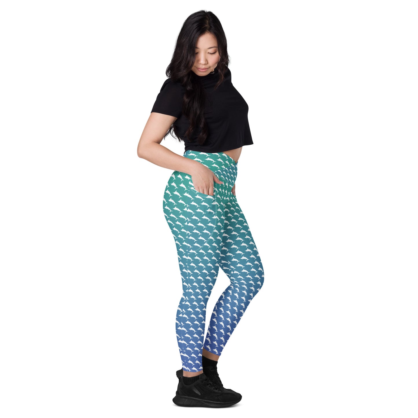 White Marlin Ombré Brick Crossover leggings with pockets