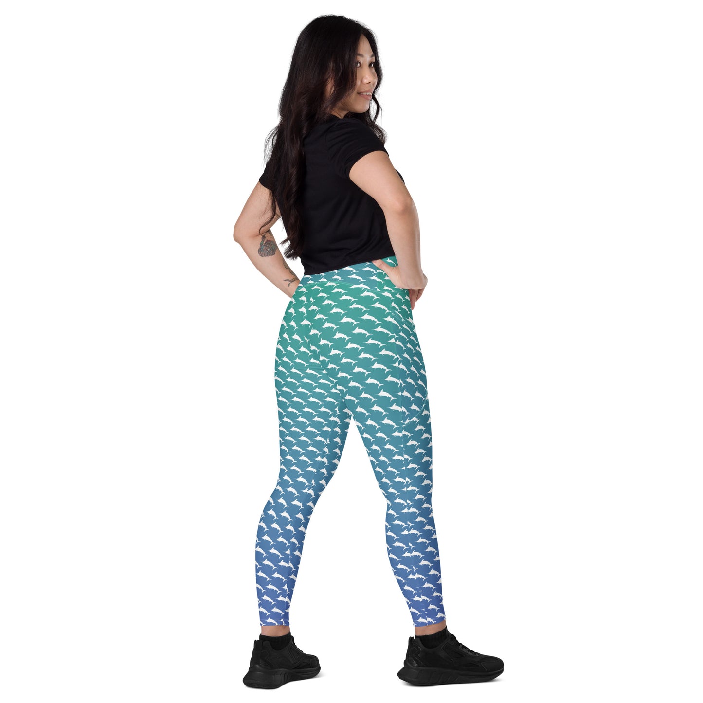 White Marlin Ombré Brick Crossover leggings with pockets