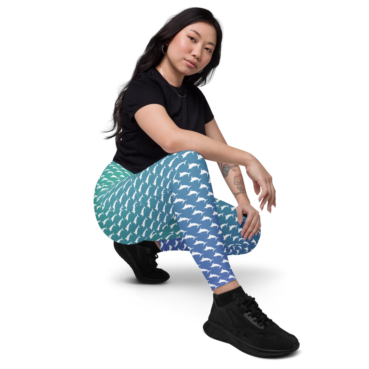 White Marlin Ombré Brick Crossover leggings with pockets