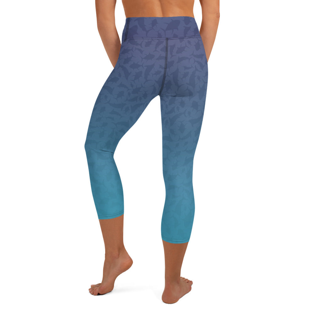 Marlin Tuna Scatter Blue Purple Ombré Yoga Capri Leggings