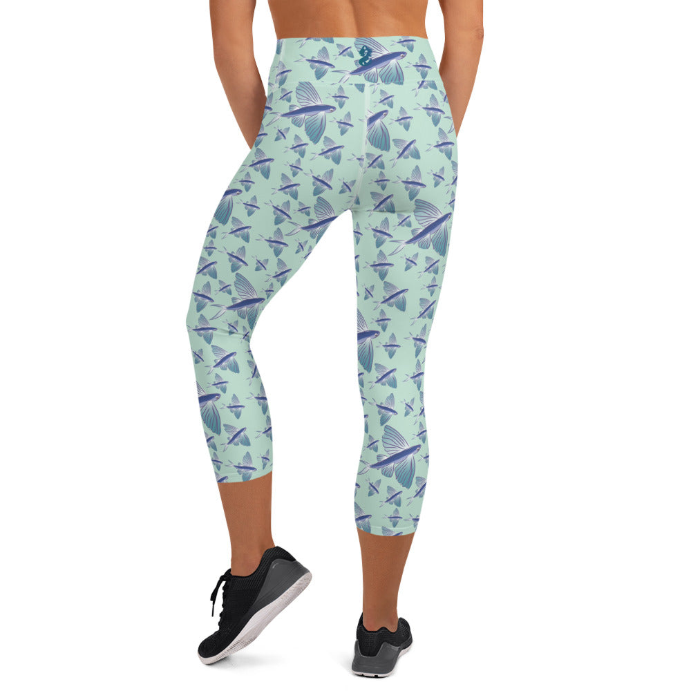 Watercolor Flyers Yoga Capri Leggings