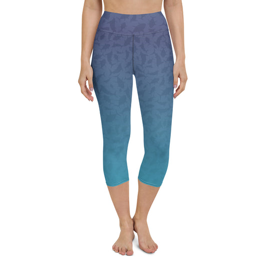 Marlin Tuna Scatter Blue Purple Ombré Yoga Capri Leggings