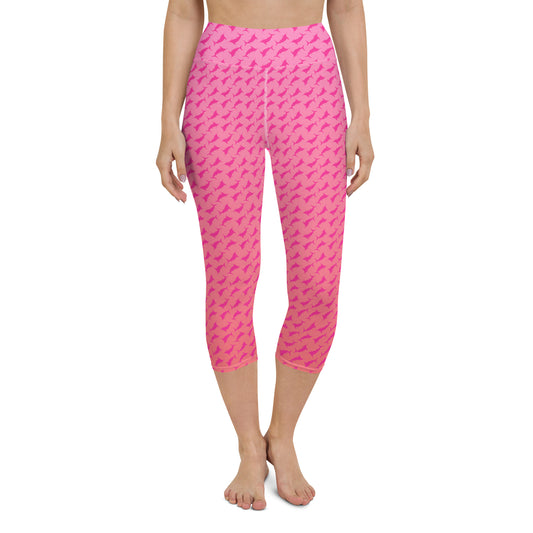 Pink Marlin Random over Sunset Ombré Yoga Capri Leggings