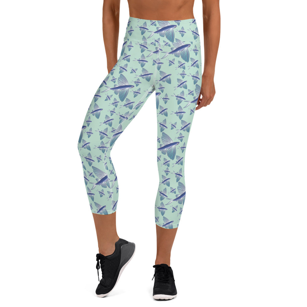 Watercolor Flyers Yoga Capri Leggings