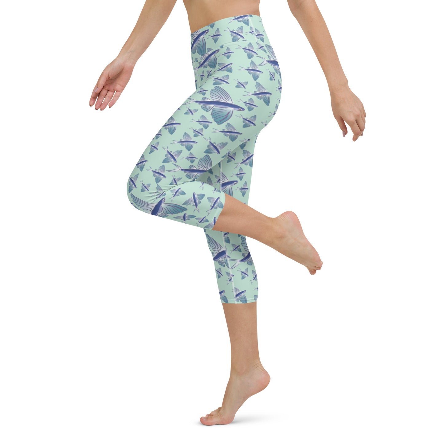 Watercolor Flyers Yoga Capri Leggings