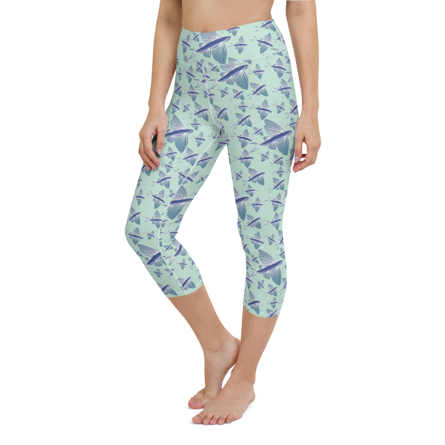 Watercolor Flyers Yoga Capri Leggings