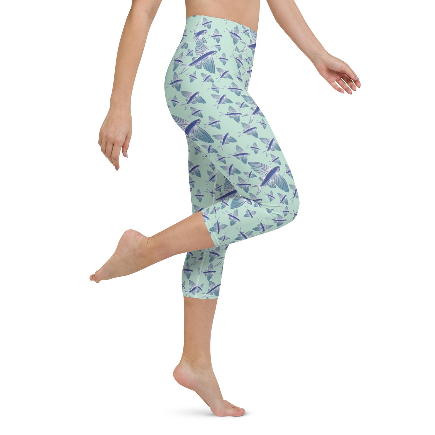 Watercolor Flyers Yoga Capri Leggings