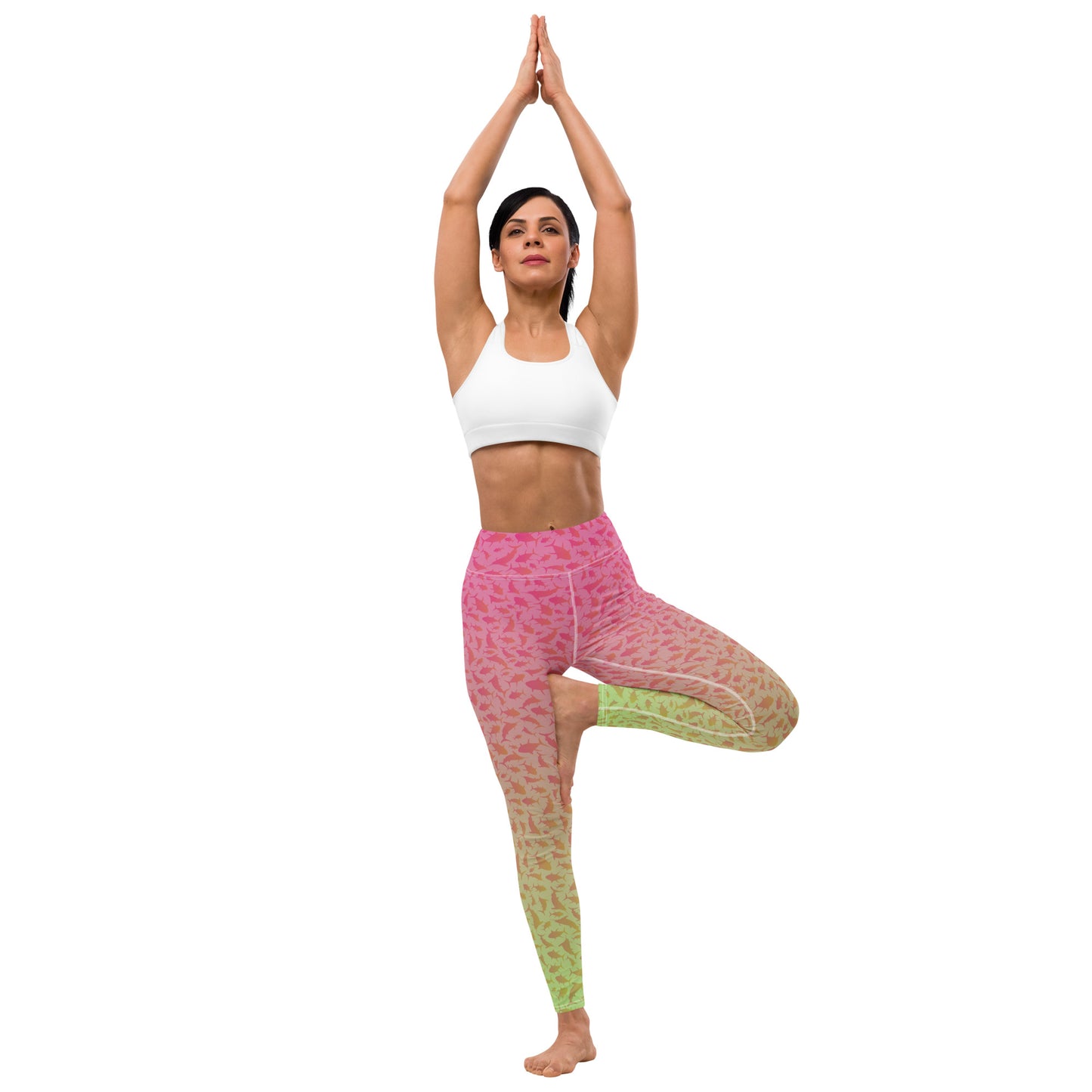 Marlin Tuna Scatter Pink Lime Ombré Yoga Leggings