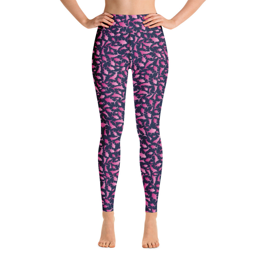 Marlin Tuna Scatter Pink Ombré on Navy Yoga Leggings