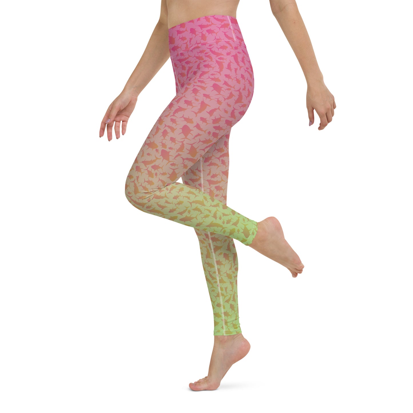 Marlin Tuna Scatter Pink Lime Ombré Yoga Leggings