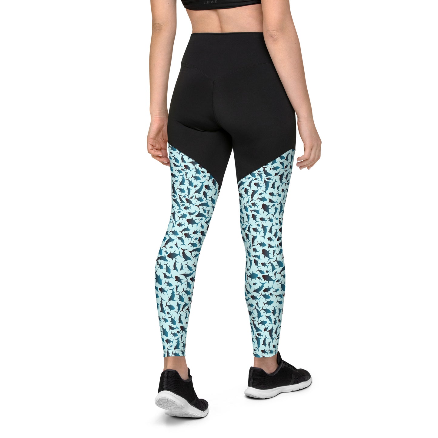 Marlin Tuna Scatter Black Blue Sports Leggings