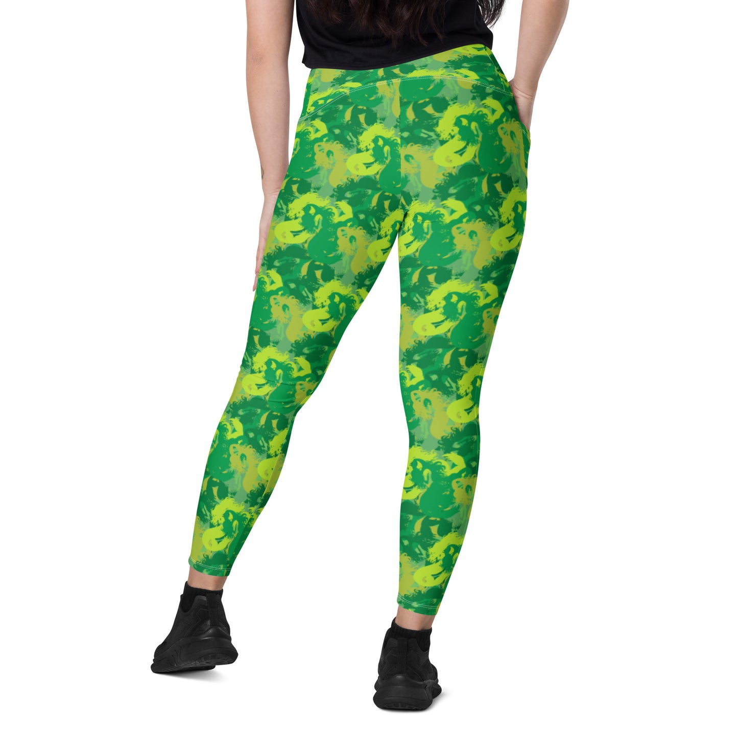 Siren Camo Get Lucky Green Crossover leggings with pockets