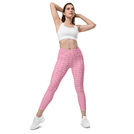 Rave Marlin pink Crossover leggings with pockets