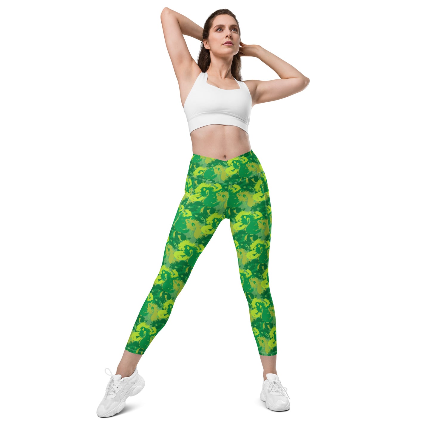 Siren Camo Get Lucky Green Crossover leggings with pockets