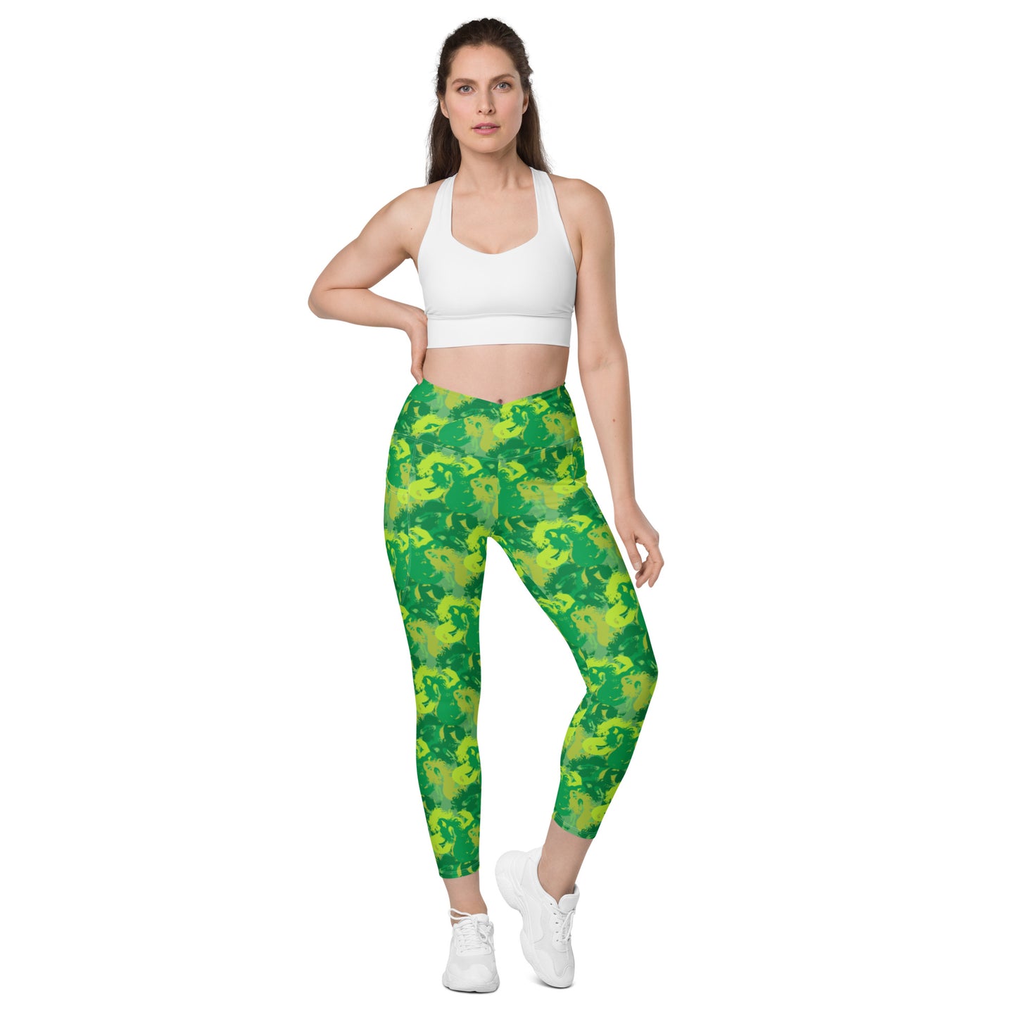 Siren Camo Get Lucky Green Crossover leggings with pockets