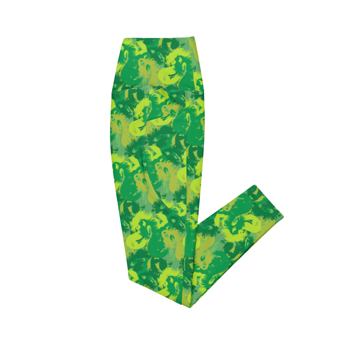 Siren Camo Get Lucky Green Crossover leggings with pockets