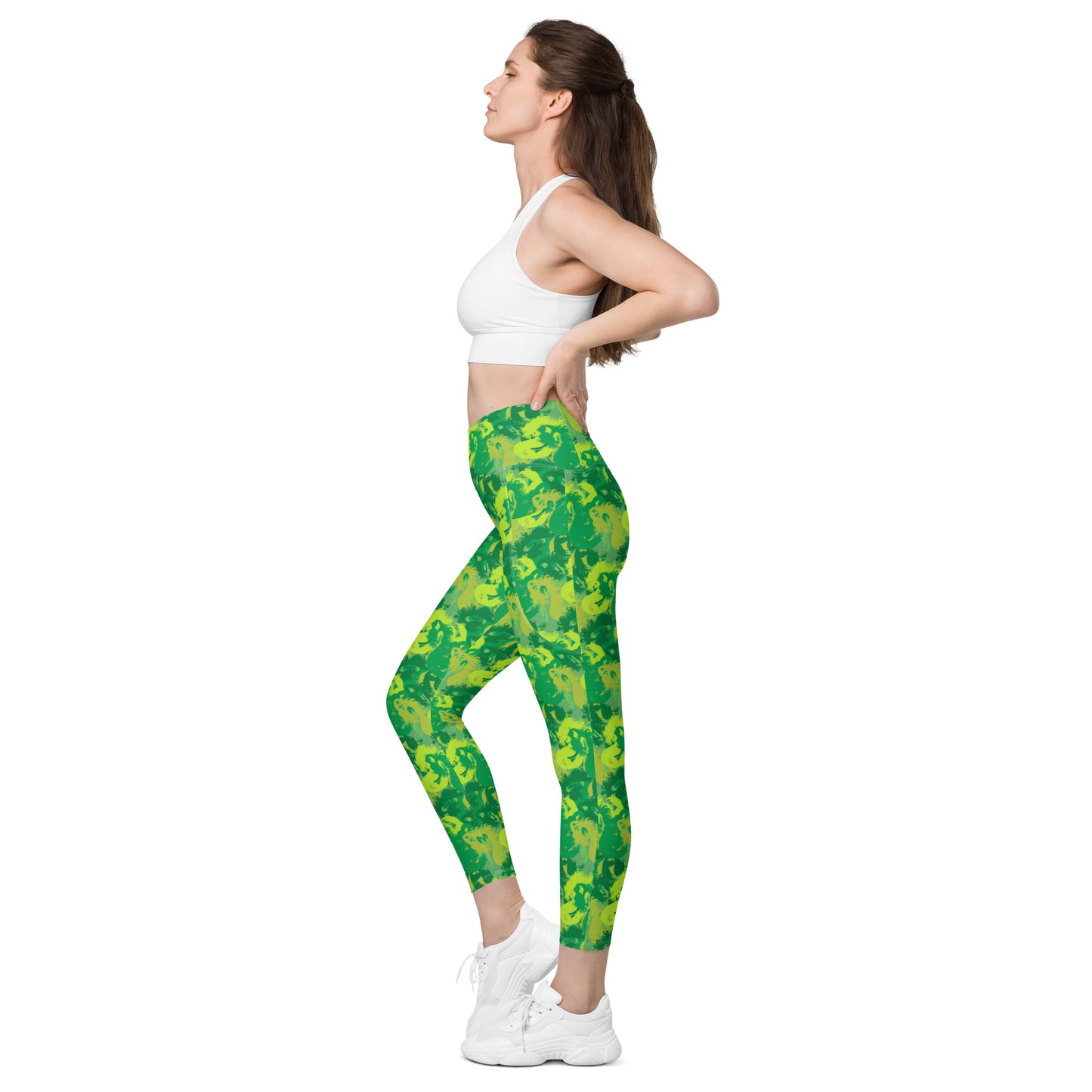 Siren Camo Get Lucky Green Crossover leggings with pockets