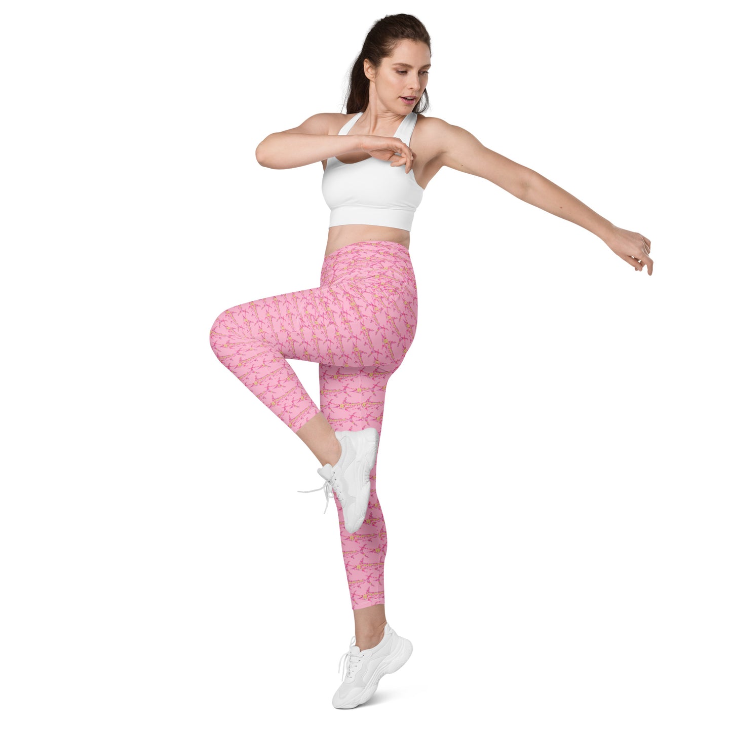 Rave Marlin pink Crossover leggings with pockets