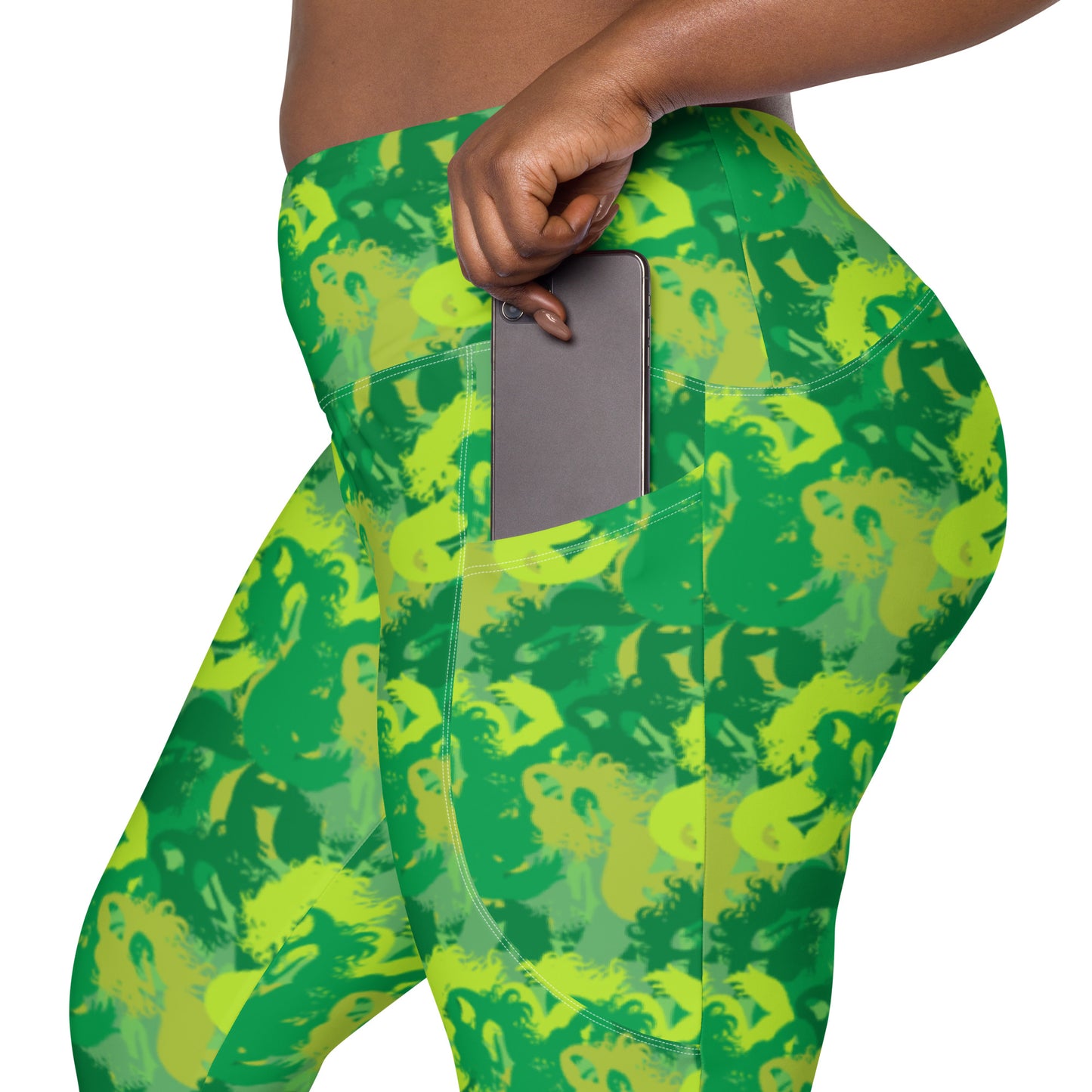 Siren Camo Get Lucky Green Crossover leggings with pockets