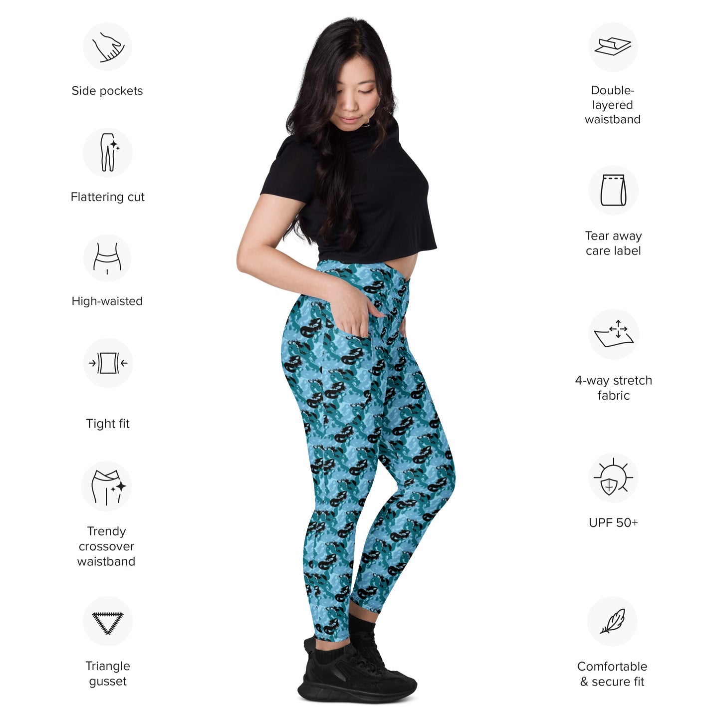 Siren Camo Crossover leggings with pockets