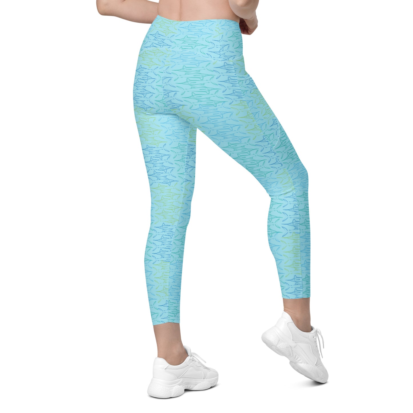 Marlin pattern Crossover leggings with pockets