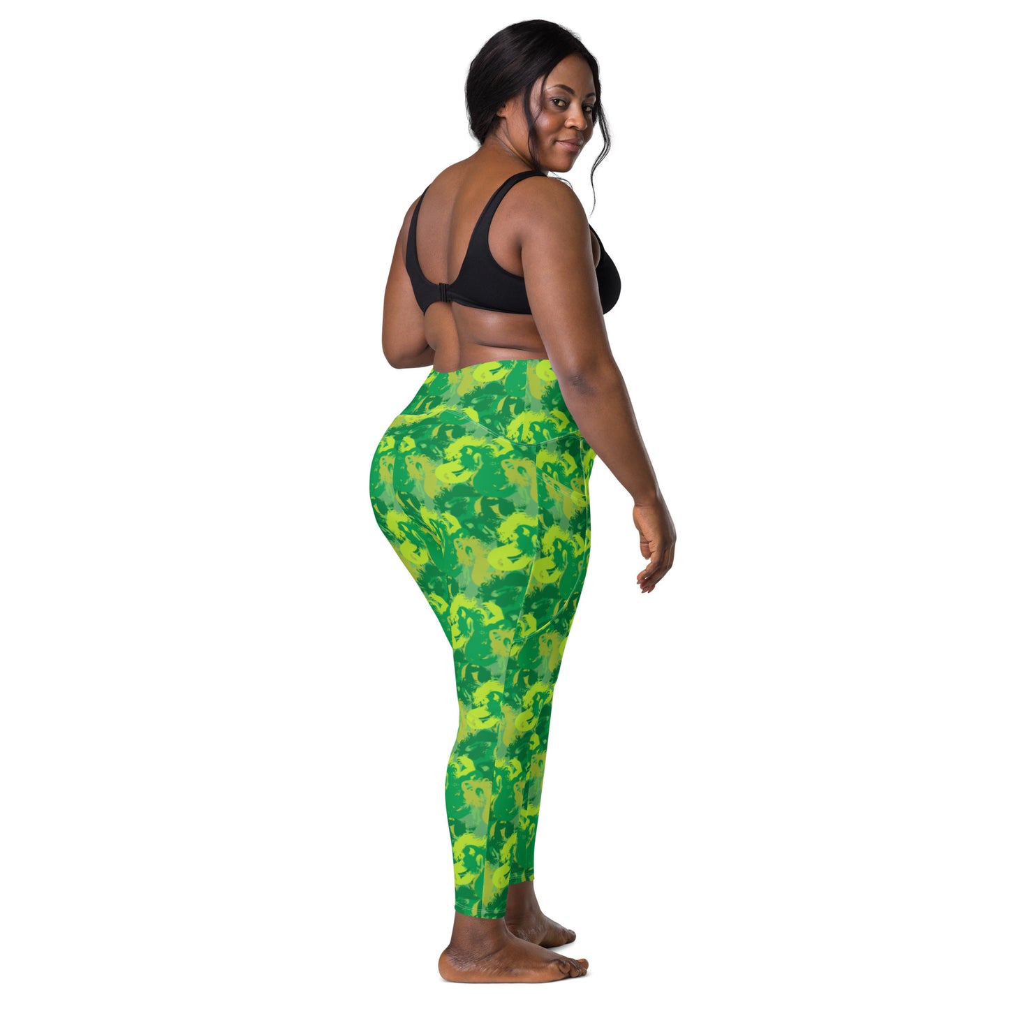 Siren Camo Get Lucky Green Crossover leggings with pockets