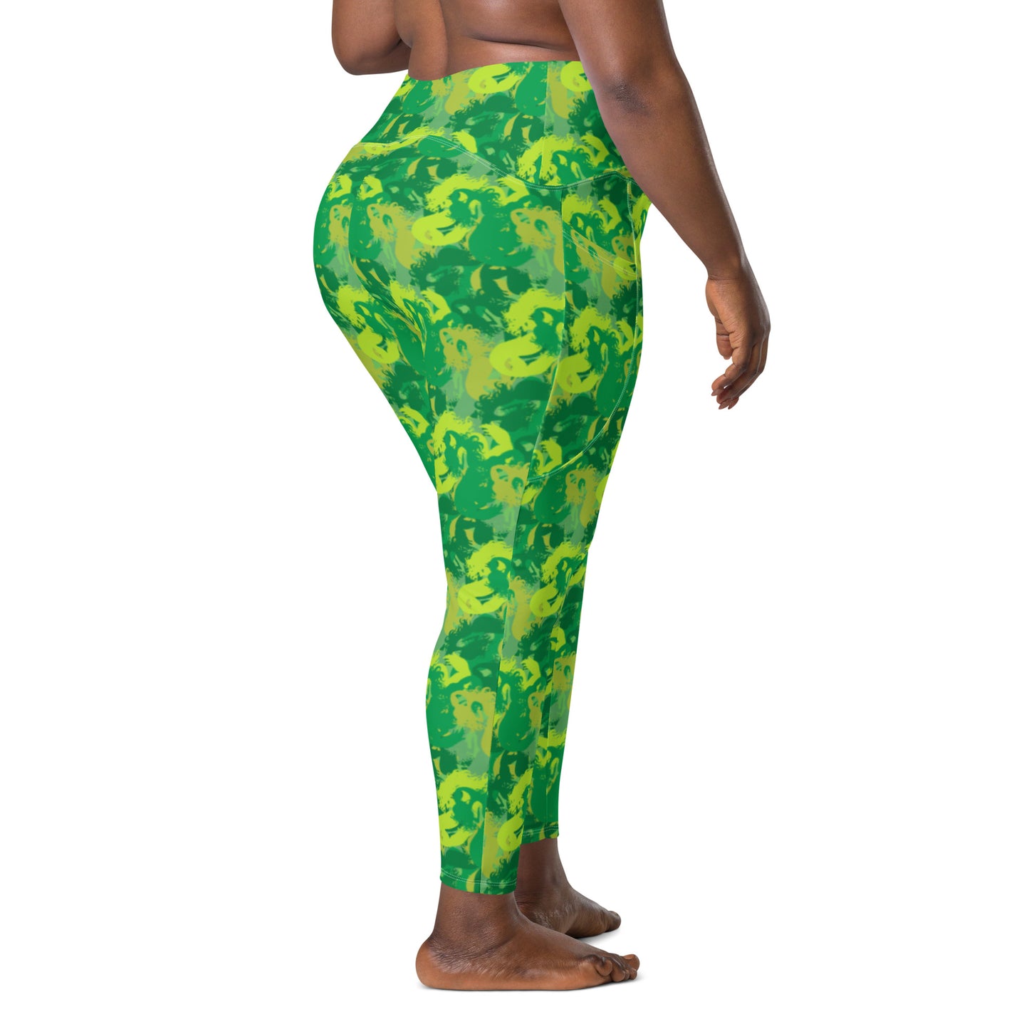 Siren Camo Get Lucky Green Crossover leggings with pockets