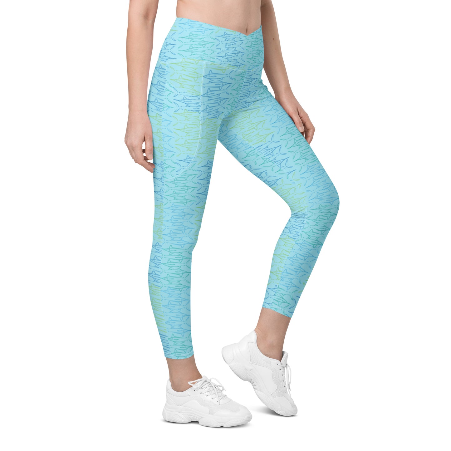 Marlin pattern Crossover leggings with pockets