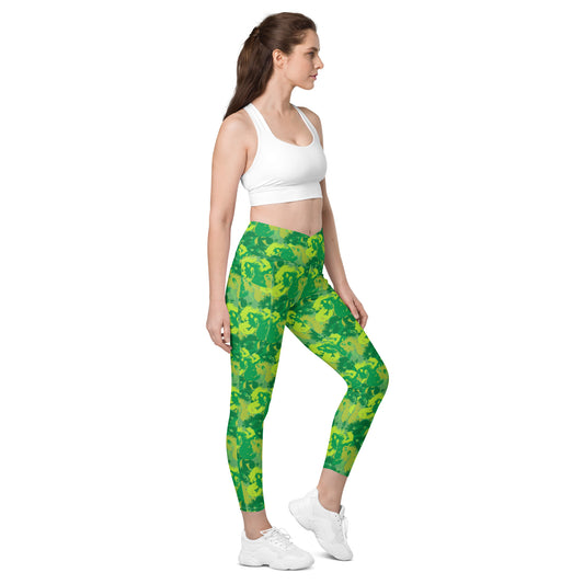 Siren Camo Get Lucky Green Crossover leggings with pockets