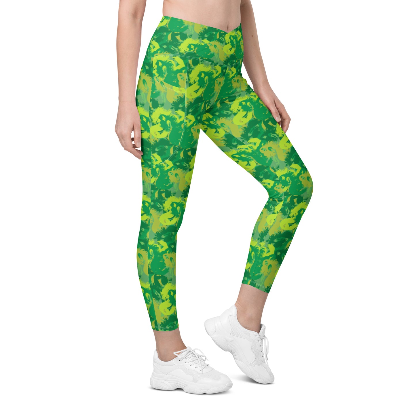 Siren Camo Get Lucky Green Crossover leggings with pockets