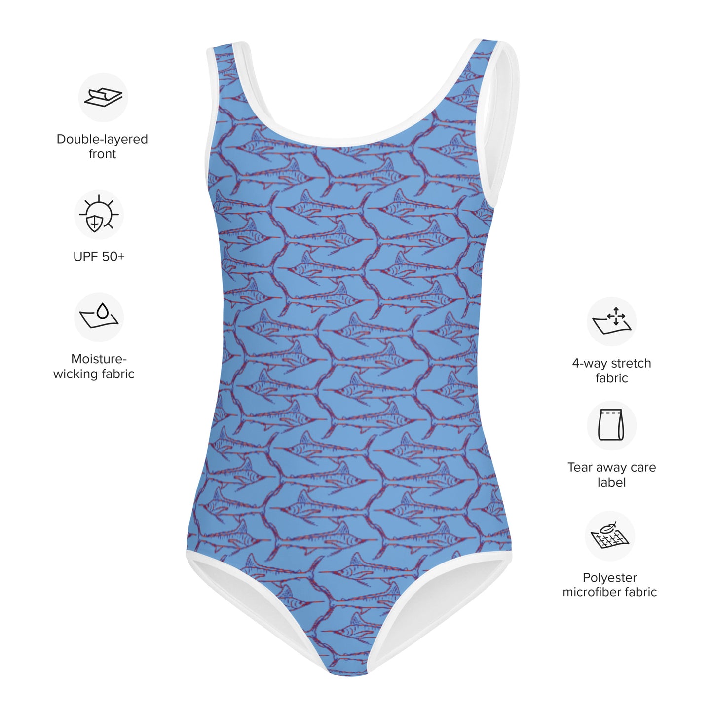 Red, White & Blue All-Over Print Kids Swimsuit