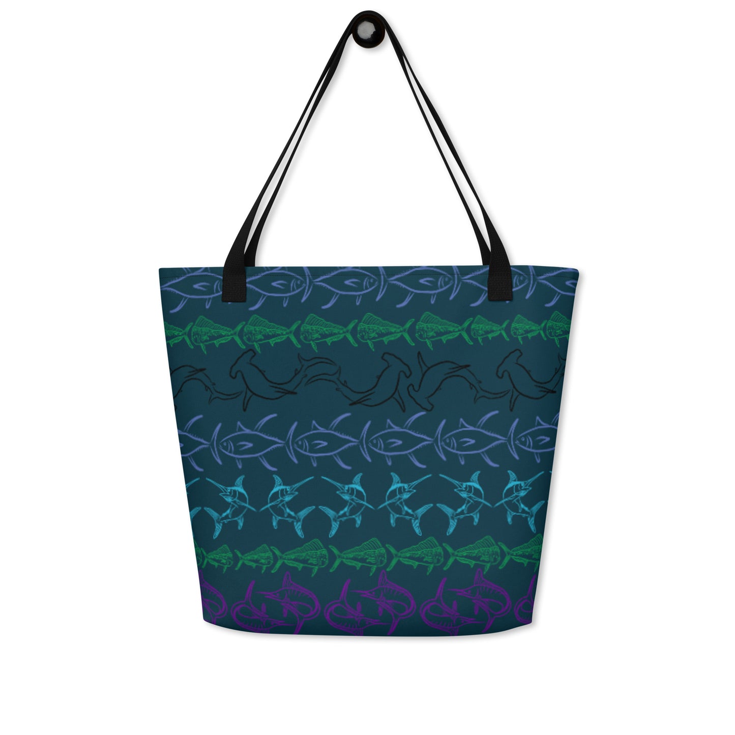 Tribal Fish All-Over Print Large Tote Bag