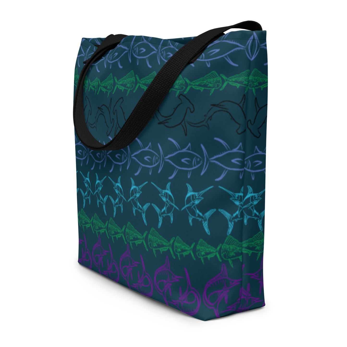 Tribal Fish All-Over Print Large Tote Bag