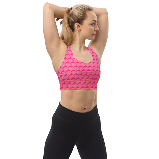 Sunset Ombré Pink Marlin Straight Longline sports bra