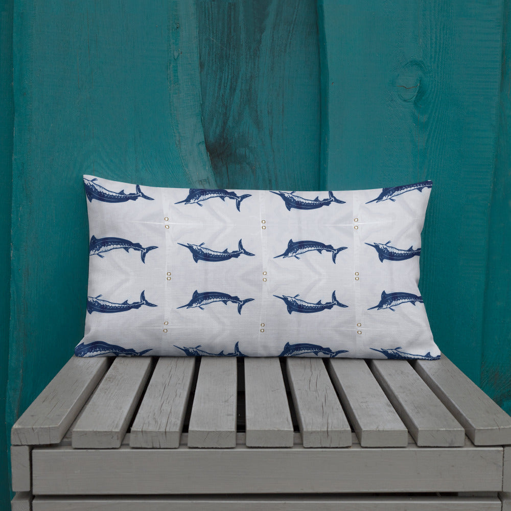 Release Flag reversible blue marlin Premium Pillow