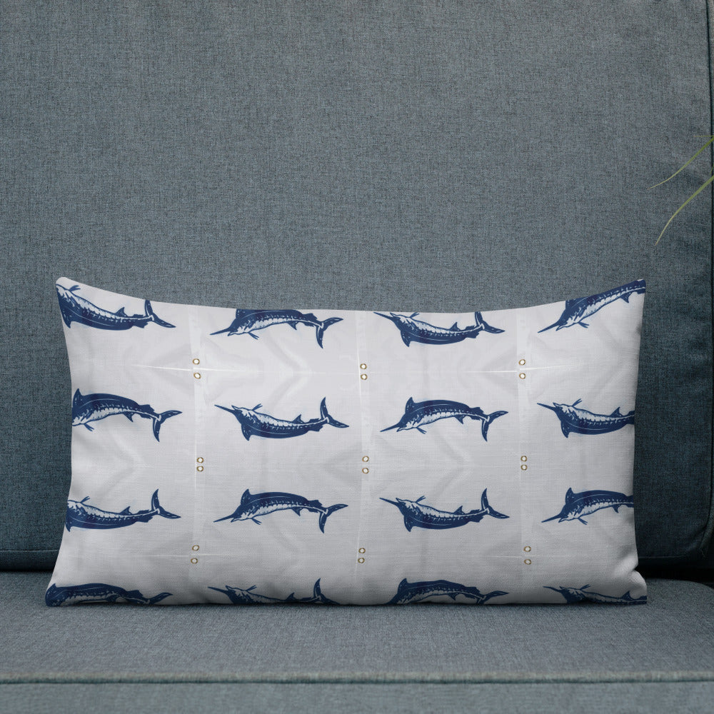 Release Flag reversible blue marlin Premium Pillow