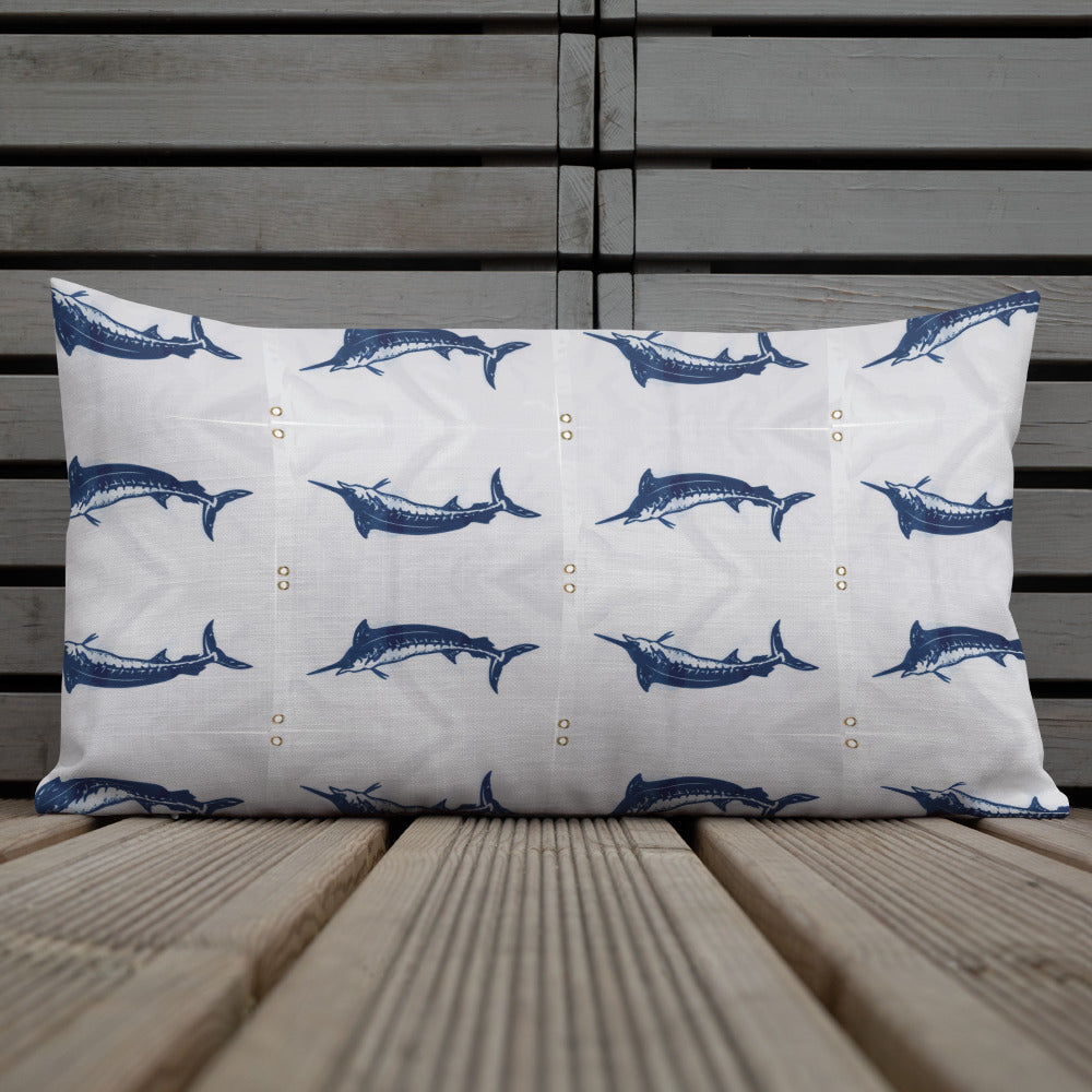 Release Flag reversible blue marlin Premium Pillow