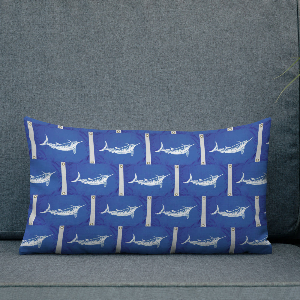 Release flag reversible pillow- white marlin Premium Pillow