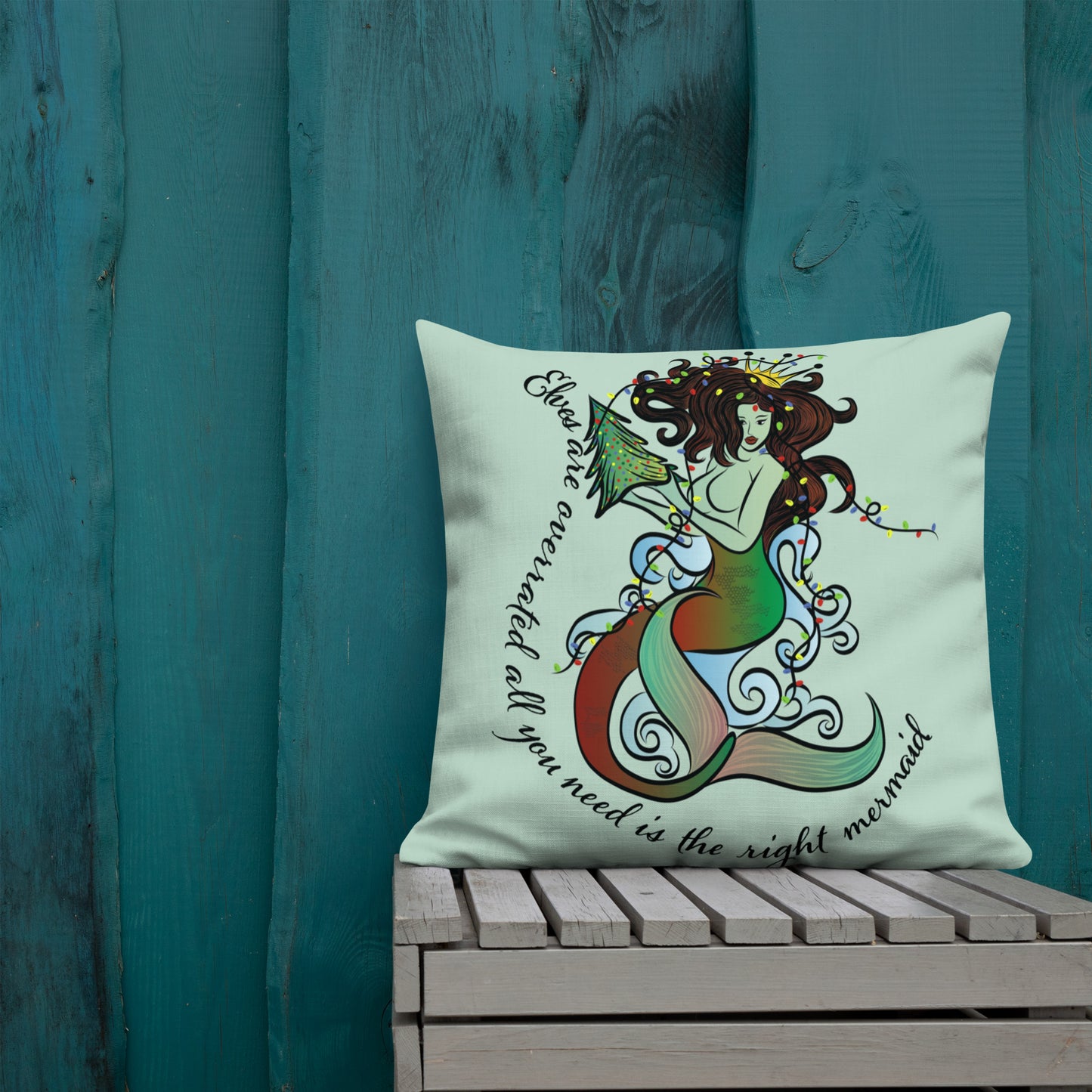 Christmas mermaid Premium Pillow