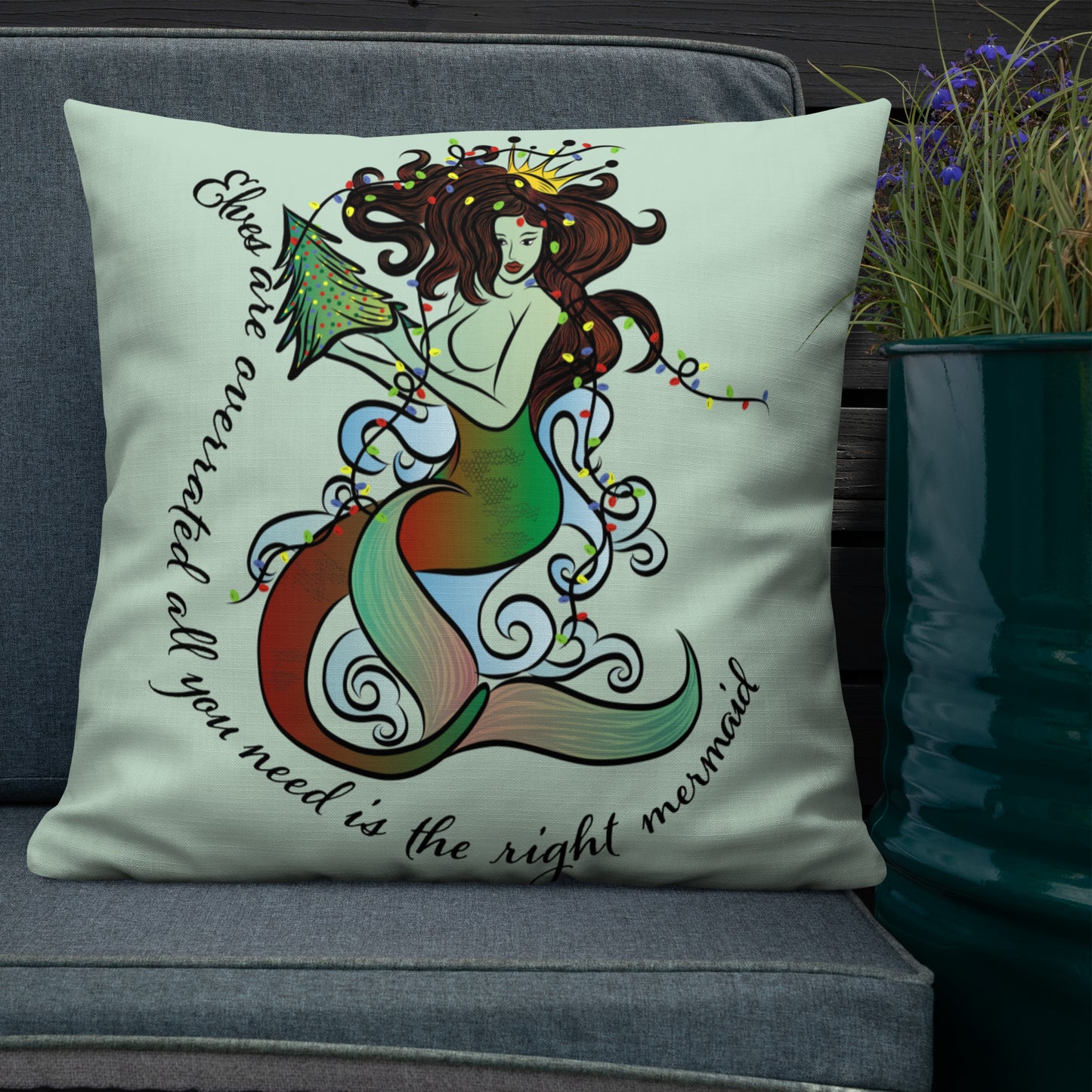 Christmas mermaid Premium Pillow