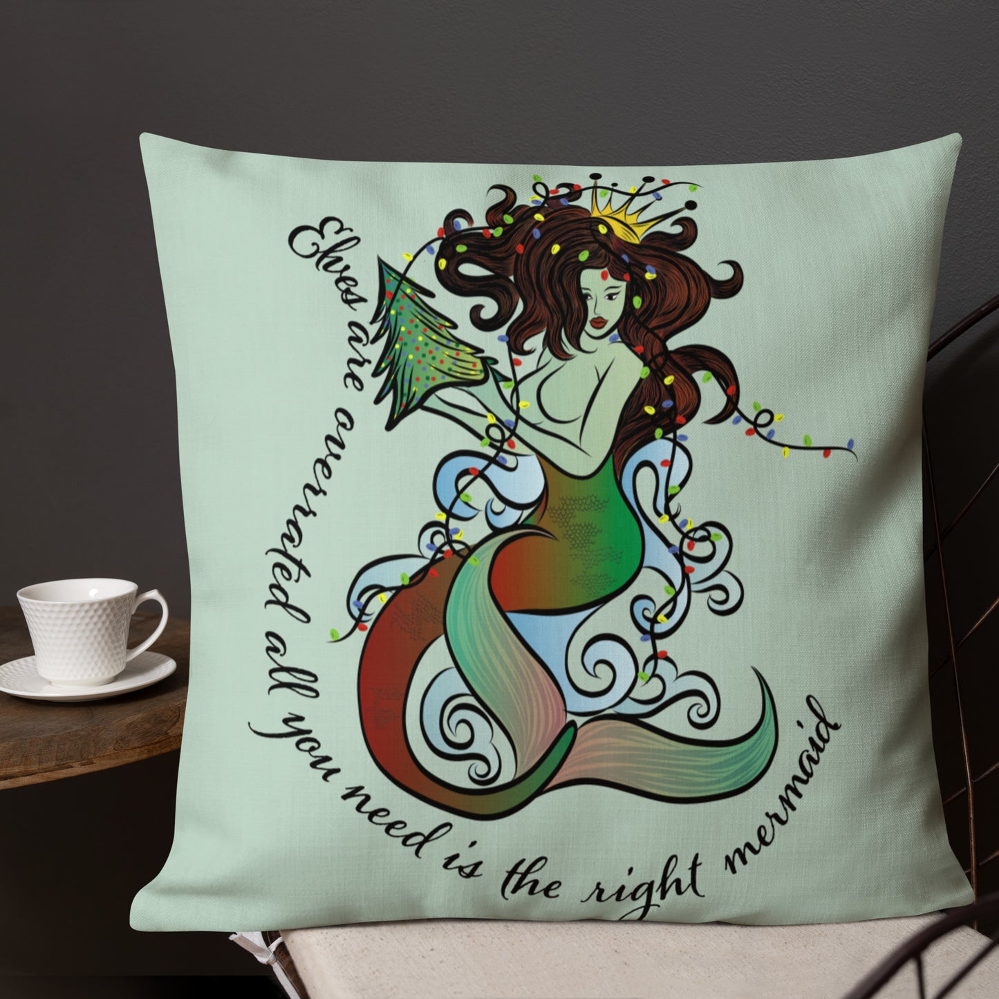 Christmas mermaid Premium Pillow