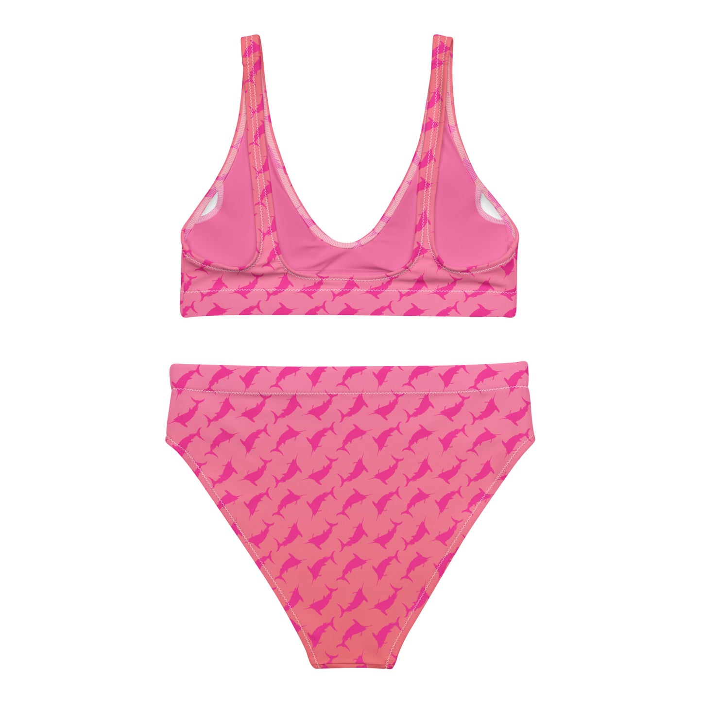 Sunset Ombré Pink Marlin Scatter Recycled high-waisted bikini