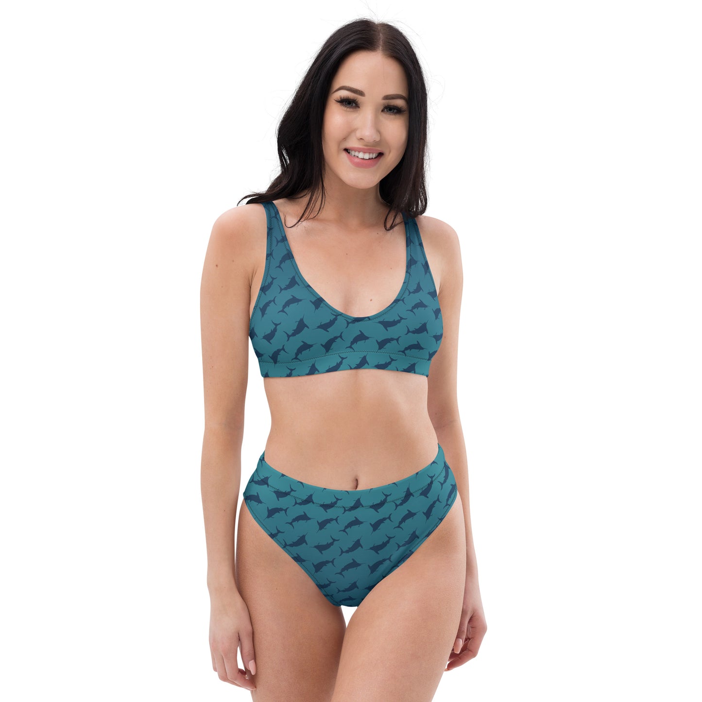 Blue green ombré Navy Marlin Recycled high-waisted bikini