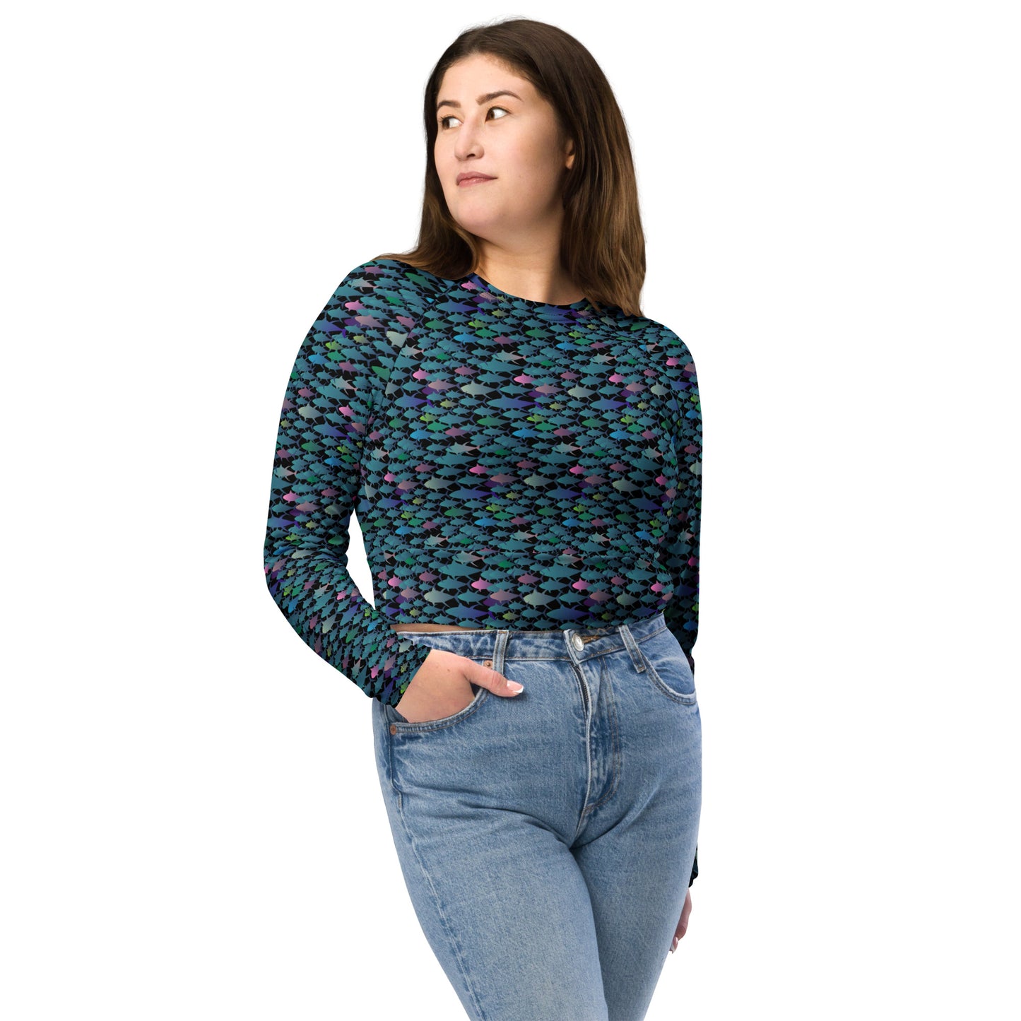 Technicolor tuna Recycled long-sleeve crop top