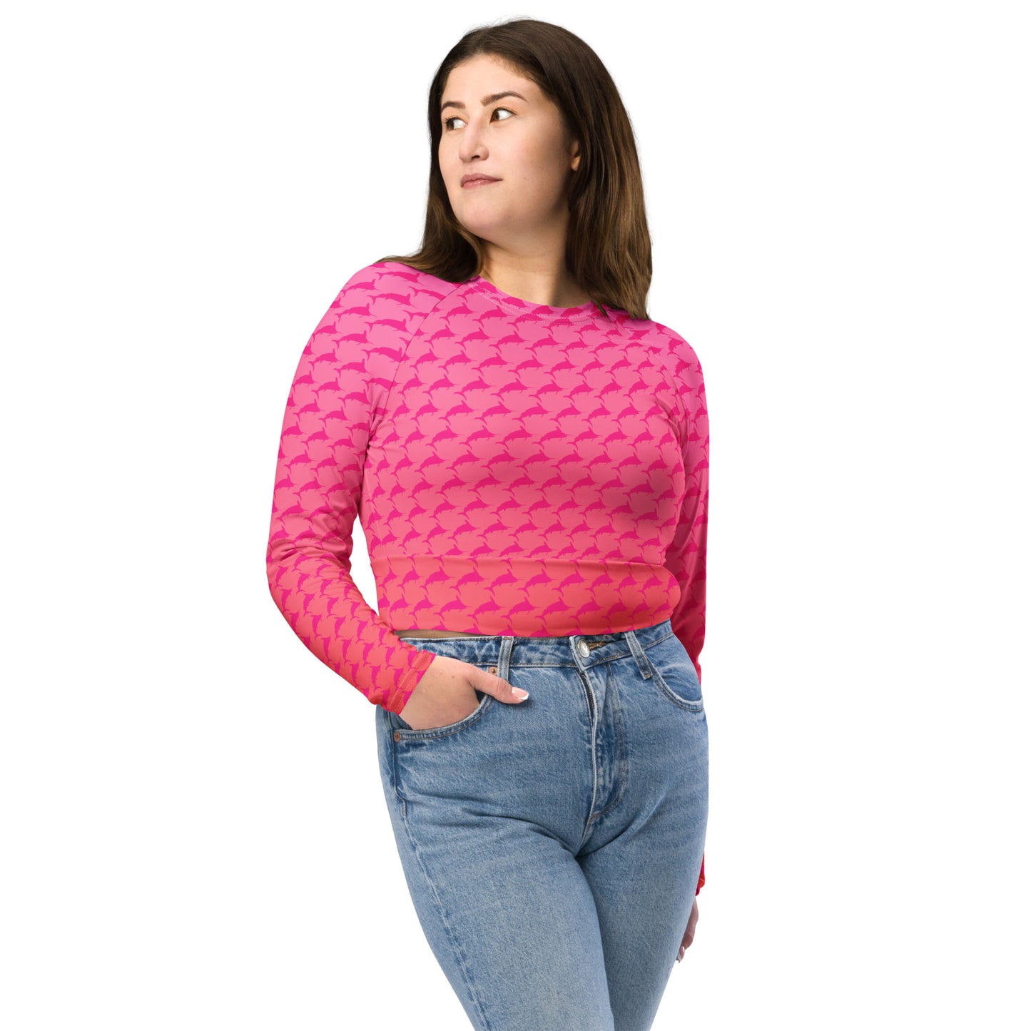 Sunset Ombré Pink Marlin Straight Recycled long-sleeve crop top