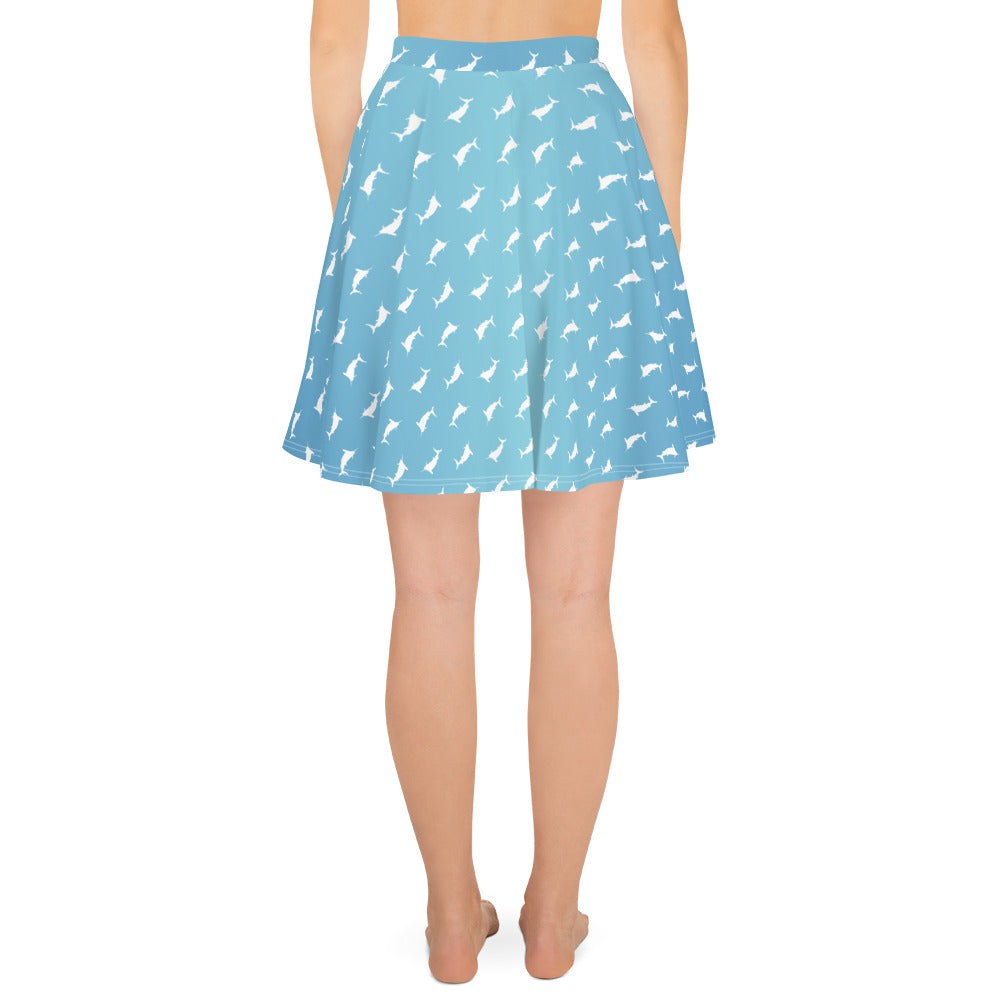 Sky ombré white marlin Skater Skirt