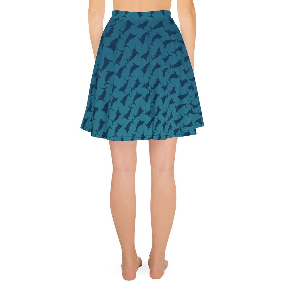 Green blue ombré Navy Marlin Skater Skirt