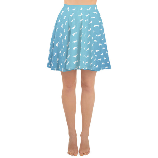 Sky ombré white marlin Skater Skirt